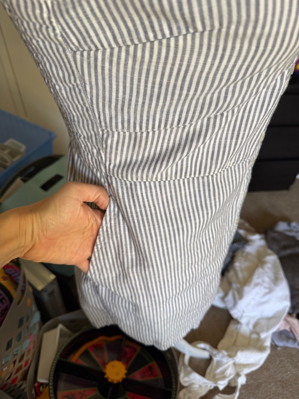 Abercrombie Striped Button-Front Tie-Top Sundress - Gray & White - Picture 3 of 7